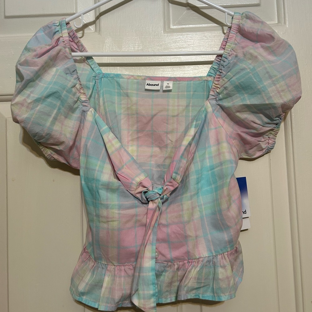 Abound pastel plaid crop top women’s size xs